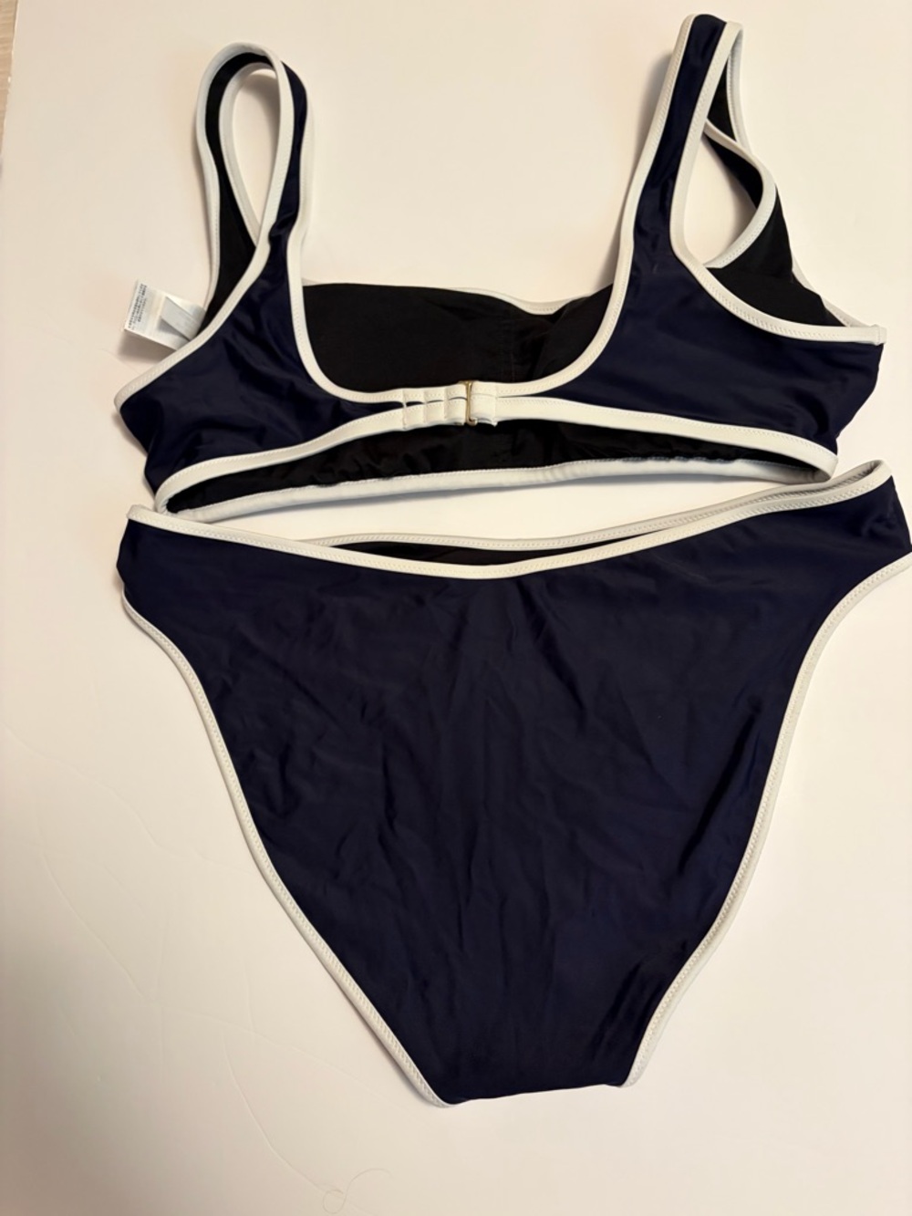 J. Crew Navy Padded Bikini with White Trim Size Large - Picture 6 of 10